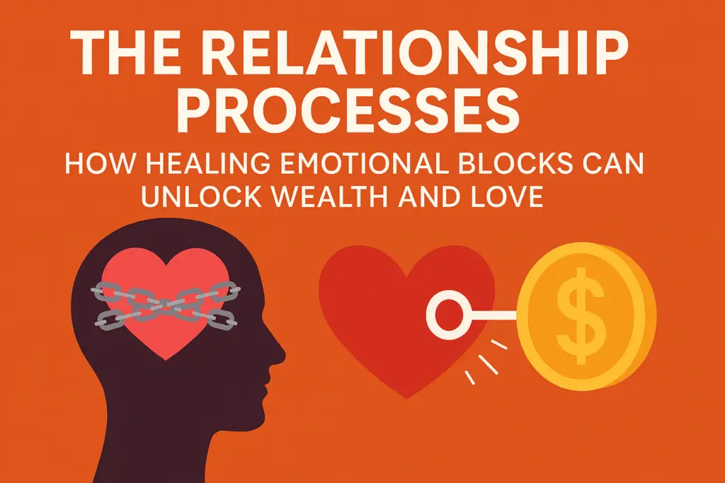 Illustration of healing emotional blocks through relationship processes to unlock wealth and love