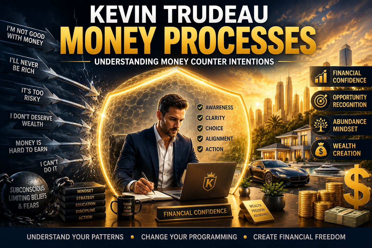 Kevin Trudeau Money Processes illustrating Money Counter Intentions, financial confidence, abundance mindset, opportunity recognition, wealth creation, and protection from limiting beliefs and negative financial thinking.