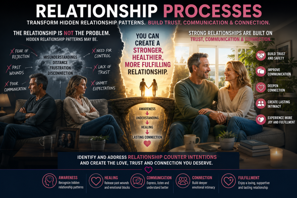 Relationship Processes feature image showing how Relationship Counter Intentions may influence trust, communication, intimacy, emotional connection, and relationship satisfaction.