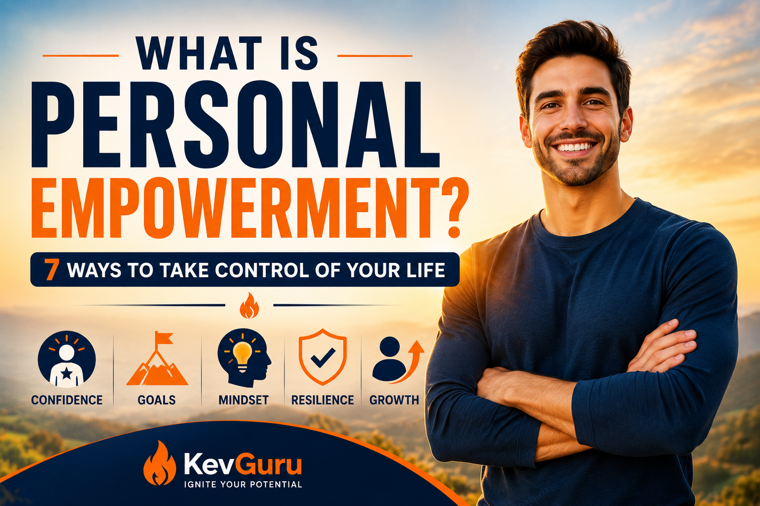 Confident individual representing personal empowerment, self-confidence, resilience, personal growth, and success